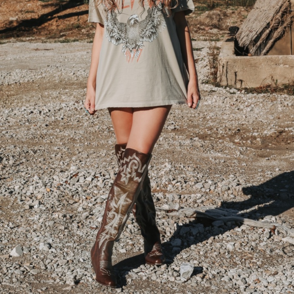 New Knee High Desperado Western Boho Boots - Picture 2 of 8